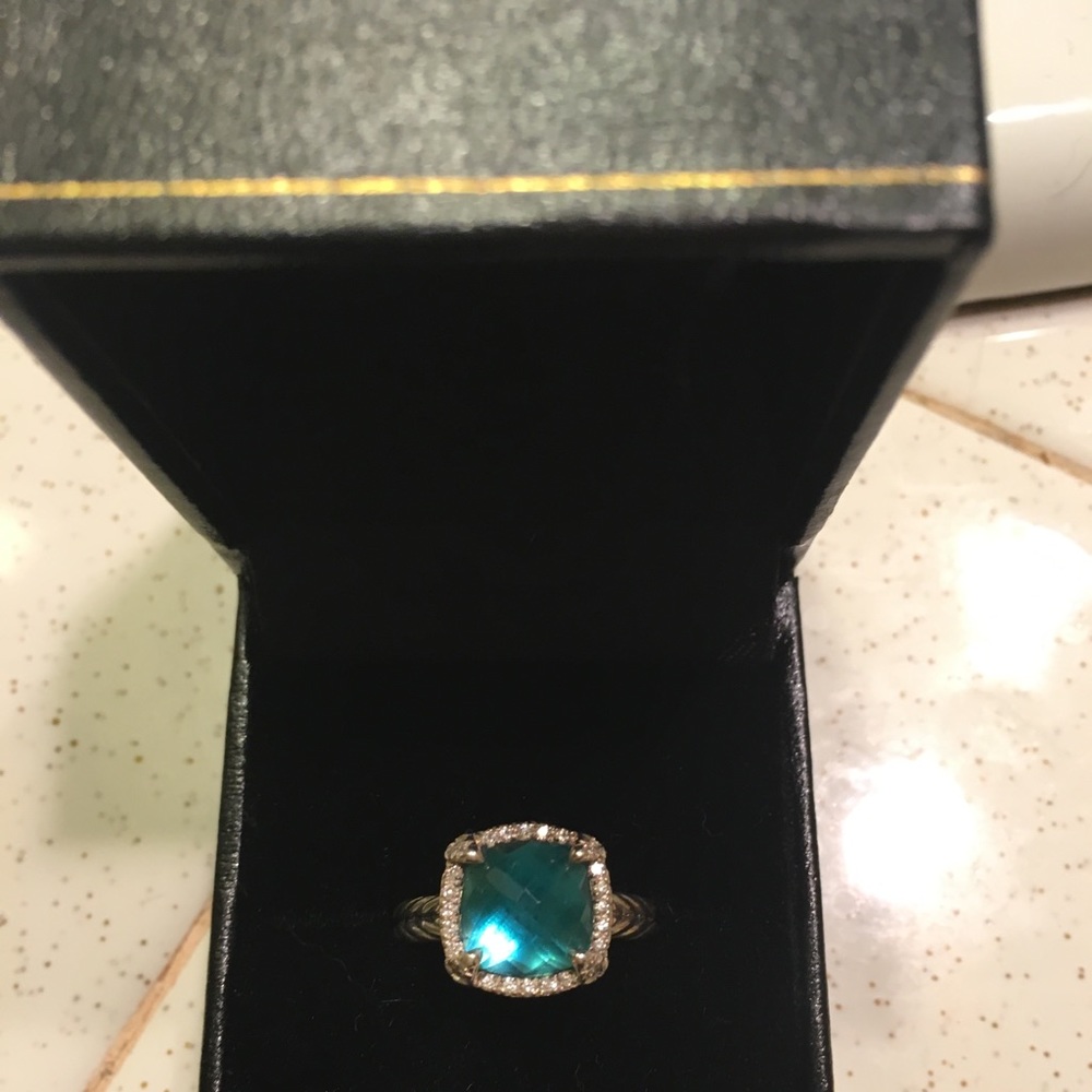 David Yurman SS 925 Topaz Ring, Size 7